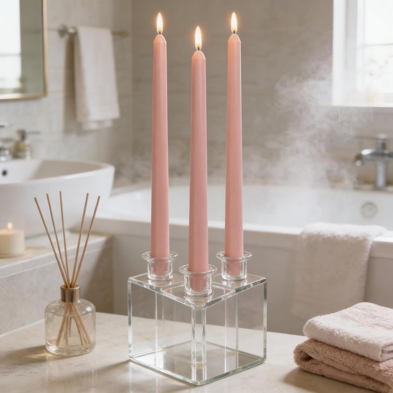 Sihuida 12 Pack 10 inch Dusty Pink Taper Candles, Unscented Dripless Smokeless Candlestick Bulk for Home Dinner Wedding Romantic, 7-8 Hours Burn - Image 3